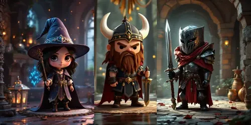 Chibi Fantasy Art Characters generated by flux