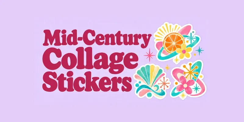 Mid Century Collage Stickers