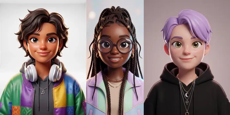 Glossy 3D Avatar Portraits generated by undefined