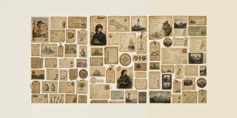 Vintage Adventure Journal Ephemera generated by undefined