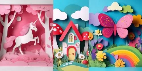 Whimsical Paper Dreamscapes Cards generated by midjourney