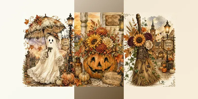 Vintage Halloween Clipart Ephemera Packs generated by undefined