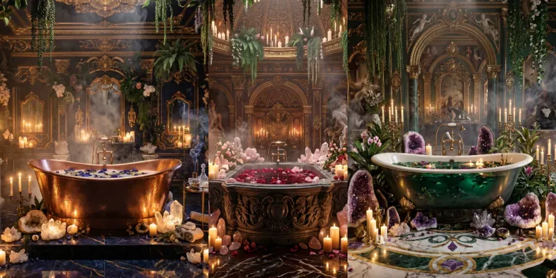 Maximalist Crystal Bathroom Sanctuaries generated by undefined