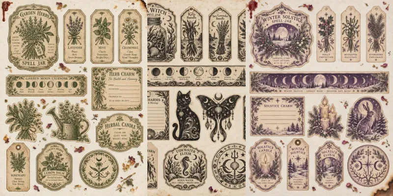 Hedge Witch Ephemera Sheets