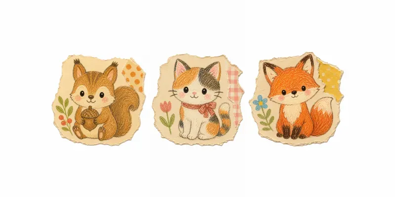 Cute Animal Crayon Ephemera Generator generated by undefined