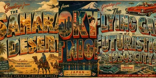 Vintage Illustrated Travel Letterings generated by chatgpt-image