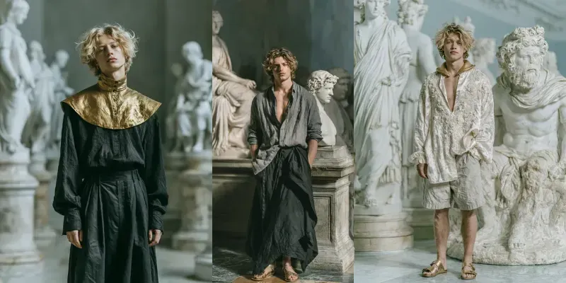 Baroque Menswear Editorial Marble Museums generated by undefined