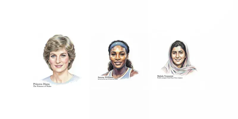 Colored Pencil Sketch Style Iconic Women generated by undefined
