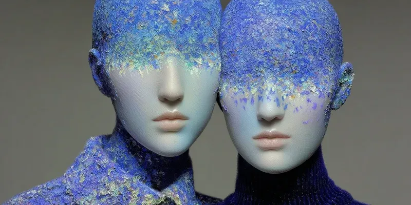 Blue Crystal Portrait Art generated by undefined