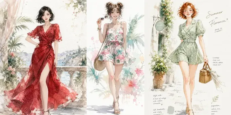 Watercolor Fashion Sketch Portraits generated by undefined