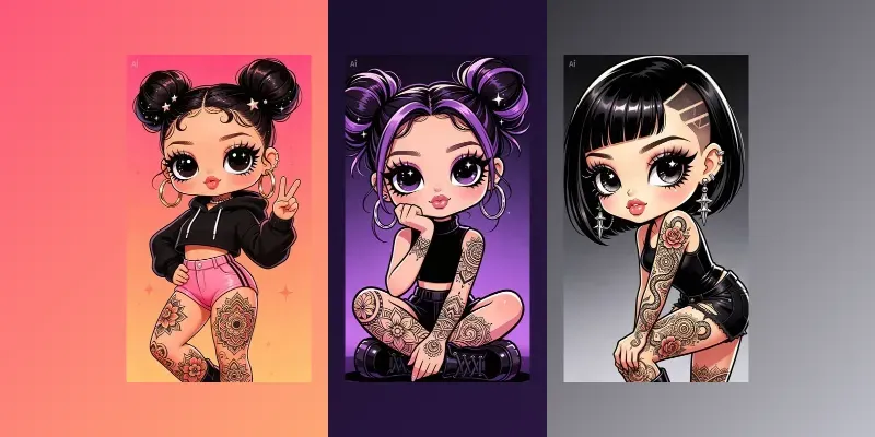Chibi Bratz Cartoon Girls generated by undefined