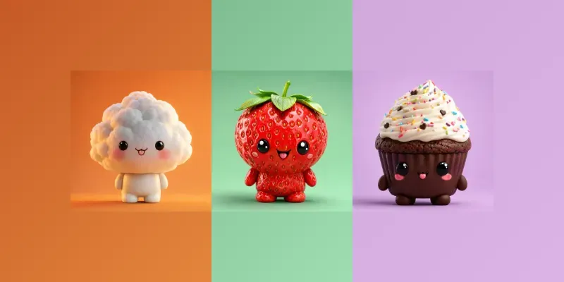 3D Kawaii Macro Toy Characters generated by undefined