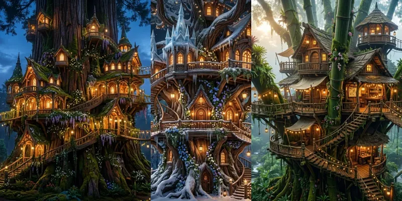 Enchanted Treehouse Architecture Art generated by undefined