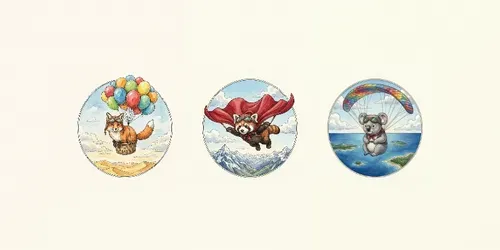 Watercolor Flying Animal Vignettes generated by gemini-image