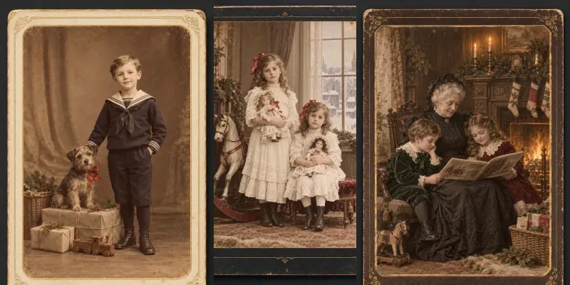 Victorian Christmas Cabinet Card Photos