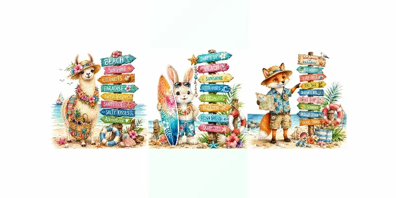 Seaside Signpost Whimsy Adventure Fun generated by undefined