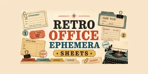 Retro Office Ephemera Sheets generated by chatgpt-image