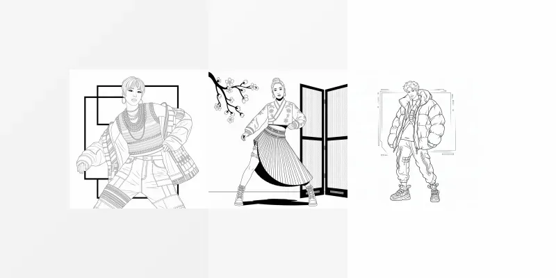 Pro Kpop Fashion Line Art Creators generated by undefined