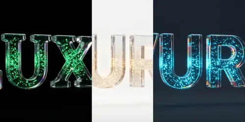 Minimalist 3D Floating Glass Text Designs generated by gemini-image