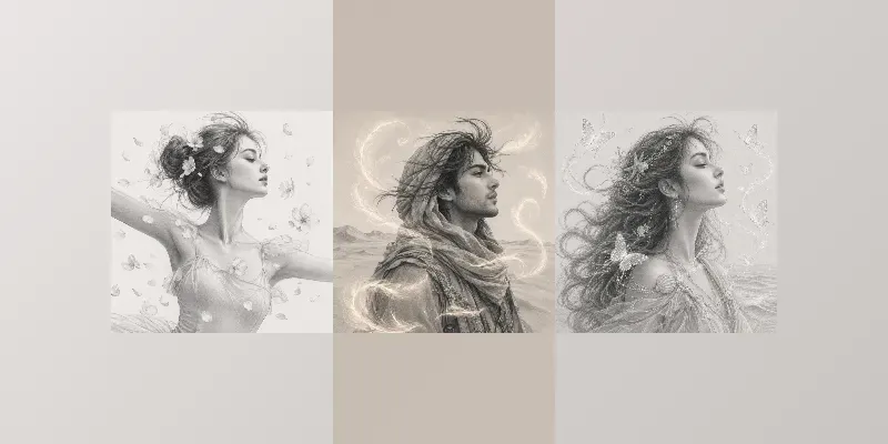 Elegant Pencil Portrait Sketches generated by undefined