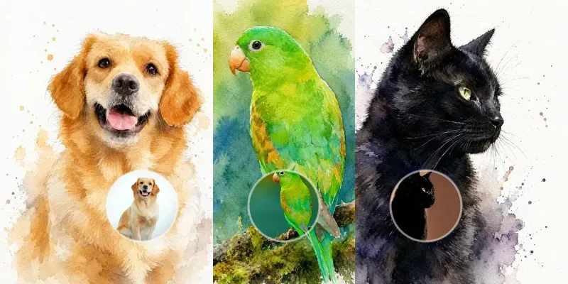 Photo To Watercolor Pet Portraits generated by undefined