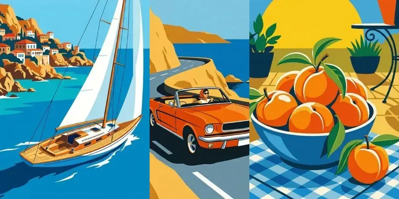 Midcentury Graphic Summer Illustrations generated by undefined