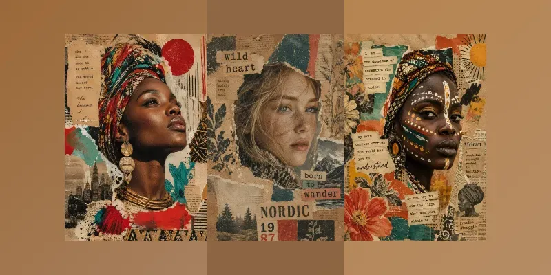 Vintage Diversity Collage Packs generated by undefined