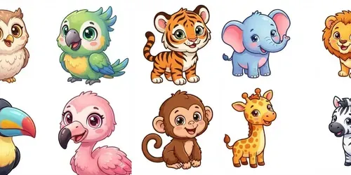 Colorful Cute Cartoon Baby Animals generated by gemini-image