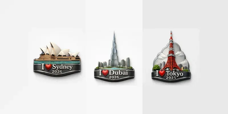Luxury 3D Travel Magnets generated by undefined