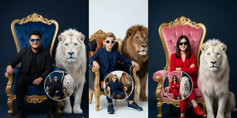Royal Throne White Lion Portraits generated by undefined