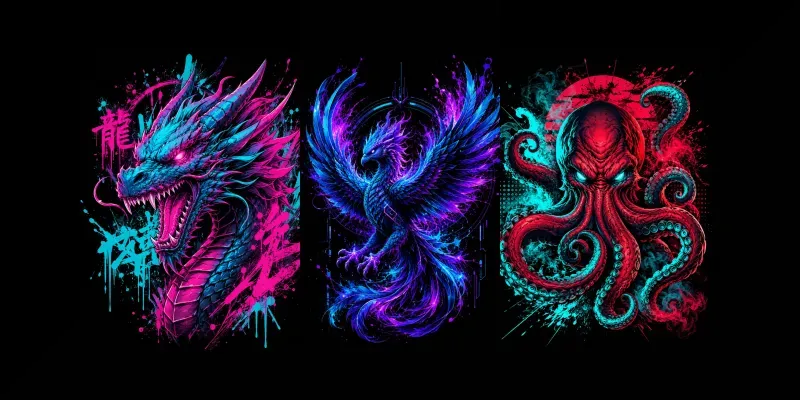 Neon Mythical Creature Tshirt Generator generated by undefined