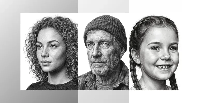 Hyperrealistic Pencil Portrait Sketches generated by undefined