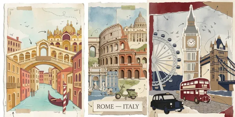 Handmade Cut Out Travel Posters generated by undefined
