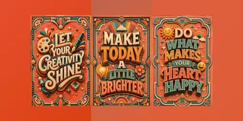 Retro Happiness Quote Posters generated by chatgpt-image