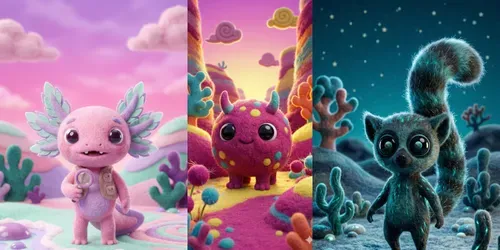 Surreal Felted Creature Worlds generated by gemini-image