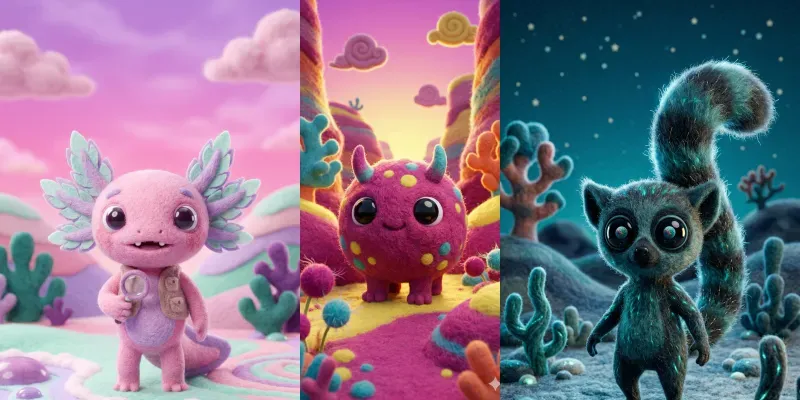 Surreal Felted Creature Worlds generated by undefined