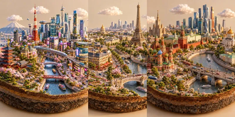 Whimsical Miniature Urban Dioramas generated by undefined