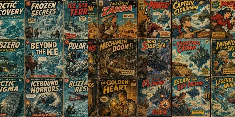 Vintage Adventure Comic Collages generated by undefined