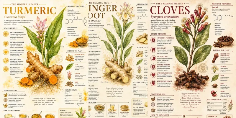 Herbal Spice Educational Wall Art generated by undefined
