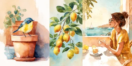 Sunwashed Mediterranean Junk Journals generated by midjourney