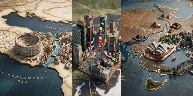 Georise 3D Cinematic Map City Dioramas generated by undefined