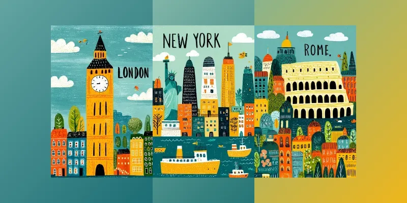 Illustrated City Travel Posters generated by undefined