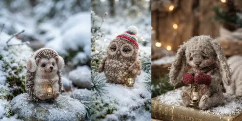 Whimsical Snow Felt Creatures generated by gemini-image