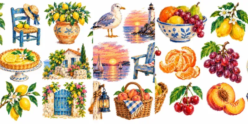 Oil Pastel Illustrations Any Theme