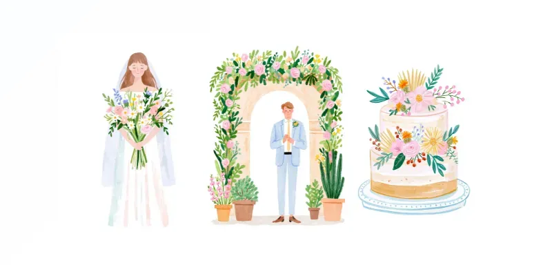Warm Neutral Wedding Summer Clipart generated by undefined