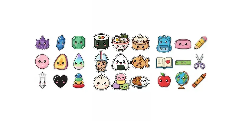 Cute Kawaii Sticker Collection Sets generated by undefined