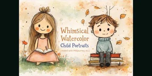 Whimsical Watercolor Child Portraits generated by midjourney