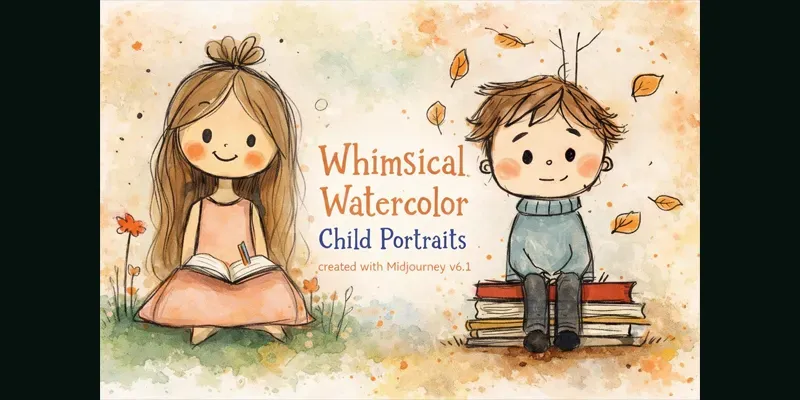 Whimsical Watercolor Child Portraits generated by undefined
