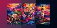 Stained Glass Landscape Wallpapers midjourney prompt mini thumbnail