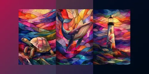 Stained Glass Landscape Wallpapers generated by midjourney
